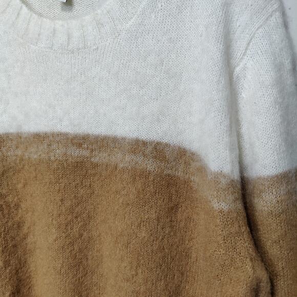 COS Mens Sz L Regular Fit Thick Wool Mohair Blend Sweater Colorblock Brown Black - Picture 3 of 6